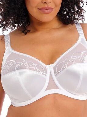 Elomi Cate Underwire Full Cup Banded Bra in White Style EL4030 Size 46I